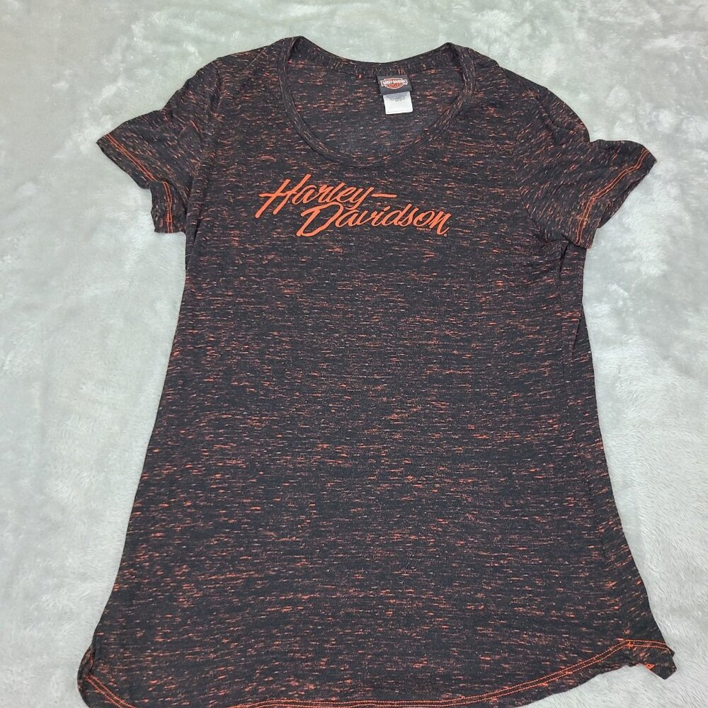 Harley Davidson‎ Short Sleeve T-Shirt Black/orange Washout Size 2XL Lafayette IN
